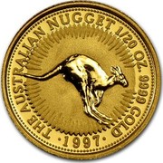 Australia 5 Dollars The Australian Nugget 1997 KM# 338 THE AUSTRALIAN NUGGET 1/20 OZ. 9999 GOLD ∙ 1997 ∙ coin reverse Australia 5 Dollars The Australian Nugget 1997 KM# 338 THE AUSTRALIAN NUGGET 1/20 OZ. 9999 GOLD ∙ 1997 ∙ coin reverse