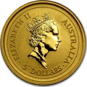 Australia 5 Dollars Whiptail Wallaby 1994 KM# 233 ELIZABETH II AUSTRALIA 5 DOLLARS coin obverse Australia 5 Dollars Whiptail Wallaby 1994 KM# 233 ELIZABETH II AUSTRALIA 5 DOLLARS coin obverse