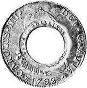 Australia Five Shillings Holey Dollar 1813 KM# 2.3 CAROLUS IIII DEI GRATIA 1792 FIVE SHILLINGS coin obverse Australia Five Shillings Holey Dollar 1813 KM# 2.3 CAROLUS IIII DEI GRATIA 1792 FIVE SHILLINGS coin obverse