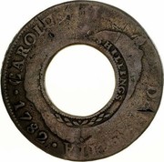 Australia 5 Shillings Holey Dollar 1813 KM# 2.11 HISPAN ET IND REX 8R P R NEW SOUTH WALES 1813 coin obverse Australia 5 Shillings Holey Dollar 1813 KM# 2.11 HISPAN ET IND REX 8R P R NEW SOUTH WALES 1813 coin obverse