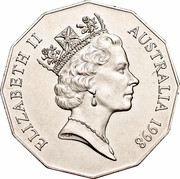 Australia 50 Cents (Bass & Flinders) KM# 364 ELIZABETH II AUSTRALIA 1998 RDM coin obverse Australia 50 Cents (Bass & Flinders) KM# 364 ELIZABETH II AUSTRALIA 1998 RDM coin obverse