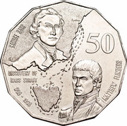 Australia 50 Cents (Bass & Flinders) KM# 364 GEORGE BASS MATTHEW FLINDERS DISCOVERY OF BASS STRAIT 1798-1998 50 coin reverse Australia 50 Cents (Bass & Flinders) KM# 364 GEORGE BASS MATTHEW FLINDERS DISCOVERY OF BASS STRAIT 1798-1998 50 coin reverse
