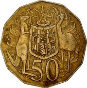 Australia 50 Cents Coat of Arms 1975 KM# 68 50 SD coin reverse