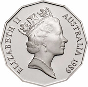 Australia 50 Cents Jubilee 1989 KM# 128 ELIZABETH II AUSTRALIA 1989 RDM coin obverse