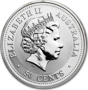 Australia 50 Cents Lunar Dragon 2000 KM# 522 ELIZABETH II AUSTRALIA 50 CENTS IRB coin obverse Australia 50 Cents Lunar Dragon 2000 KM# 522 ELIZABETH II AUSTRALIA 50 CENTS IRB coin obverse