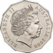 Australia 50 Cents (Millennium) KM# 488.1 ELIZABETH II AUSTRALIA 2000 IRB coin obverse Australia 50 Cents (Millennium) KM# 488.1 ELIZABETH II AUSTRALIA 2000 IRB coin obverse