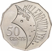Australia 50 Cents (Millennium) KM# 488.1 MILLENNIUM YEAR 50 CENTS coin reverse Australia 50 Cents (Millennium) KM# 488.1 MILLENNIUM YEAR 50 CENTS coin reverse