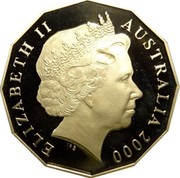 Australia 50 Cents Millennium (Colorized) 2000 KM# 488.2 ELIZABETH II AUSTRALIA 2000 IRB coin obverse Australia 50 Cents Millennium (Colorized) 2000 KM# 488.2 ELIZABETH II AUSTRALIA 2000 IRB coin obverse