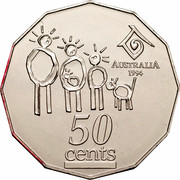 Australia 50 Cents (Year of the Family) KM# 257 AUSTRALIA 1994 50 CENTS coin reverse Australia 50 Cents (Year of the Family) KM# 257 AUSTRALIA 1994 50 CENTS coin reverse