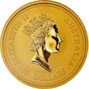 Australia 50 Dollars Red Kangaroo 1995 KM# 244 ELIZABETH II AUSTRALIA 50 DOLLARS coin obverse Australia 50 Dollars Red Kangaroo 1995 KM# 244 ELIZABETH II AUSTRALIA 50 DOLLARS coin obverse