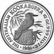 Australia 50 Dollars The Australian Kookaburra 1991 KM# 162 THE AUSTRALIAN KOOKABURRA 10 OZ. 999 SILVER 1991 P coin reverse Australia 50 Dollars The Australian Kookaburra 1991 KM# 162 THE AUSTRALIAN KOOKABURRA 10 OZ. 999 SILVER 1991 P coin reverse