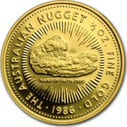 Australia 50 Dollars The Australian Nugget 1986 KM# 91 THE AUSTRALIAN NUGGET 1/2 OZ. FINE GOLD HAND OF FAITH 1980 P SD *YEAR* coin reverse Australia 50 Dollars The Australian Nugget 1986 KM# 91 THE AUSTRALIAN NUGGET 1/2 OZ. FINE GOLD HAND OF FAITH 1980 P SD *YEAR* coin reverse