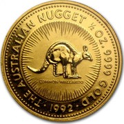 Australia 50 Dollars (The Australian Nugget) KM# 168 THE AUSTRALIAN NUGGET 1/2 OZ. 9999 GOLD COMMON WALLAROO *YEAR* coin reverse Australia 50 Dollars (The Australian Nugget) KM# 168 THE AUSTRALIAN NUGGET 1/2 OZ. 9999 GOLD COMMON WALLAROO *YEAR* coin reverse