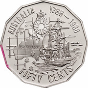Australia Fifty Cents (1788 - 1988 Bicentenary of Australia) KM# 99a AUSTRALIA 1788 - 1988 FIFTY CENTS NEW HOLLAND W E S coin reverse Australia Fifty Cents (1788 - 1988 Bicentenary of Australia) KM# 99a AUSTRALIA 1788 - 1988 FIFTY CENTS NEW HOLLAND W E S coin reverse
