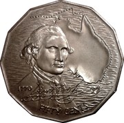 Australia Fifty Cents Australian Explorers - James Cook 1970 KM# 69 1770 *James Cook Signature* FIFTY CENTS coin reverse Australia Fifty Cents Australian Explorers - James Cook 1970 KM# 69 1770 *James Cook Signature* FIFTY CENTS coin reverse