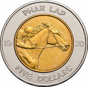 Australia Five Dollars Phar Lap 2000 KM# 478 PHAR LAP 19 30 FIVE DOLLARS coin reverse