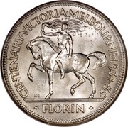 Australia Florin Victoria and Melbourne Centenary ND (1934-1935) Proof KM# 33 CENTENARY∙VICTORIA∙MELBOURNE∙1934-35∙ KG FLORIN coin reverse Australia Florin Victoria and Melbourne Centenary ND (1934-1935) Proof KM# 33 CENTENARY∙VICTORIA∙MELBOURNE∙1934-35∙ KG FLORIN coin reverse
