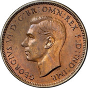 Australia Half Penny Kangaroo 1939 KM# 41 GEORGIVS VI D:G:BR:OMN:REX F:D:IND:IMP. coin obverse Australia Half Penny Kangaroo 1939 KM# 41 GEORGIVS VI D:G:BR:OMN:REX F:D:IND:IMP. coin obverse