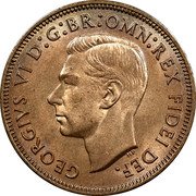 Australia Half Penny Kangaroo 1951 (p) With dot KM# 42 GEORGIVS VI D:G:BR:OMN:REX FIDEI DEF. coin obverse Australia Half Penny Kangaroo 1951 (p) With dot KM# 42 GEORGIVS VI D:G:BR:OMN:REX FIDEI DEF. coin obverse