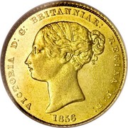 Australia Half Sovereign Victoria 1856 KM# 1 VICTORIA D:G: BRITANNIAR: REGINA F:D: *YEAR* coin obverse Australia Half Sovereign Victoria 1856 KM# 1 VICTORIA D:G: BRITANNIAR: REGINA F:D: *YEAR* coin obverse