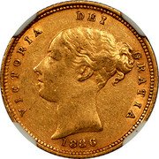 Australia Half Sovereign Victoria 1886 S KM# 5 VICTORIA DEI GRATIA *YEAR* coin obverse Australia Half Sovereign Victoria 1886 S KM# 5 VICTORIA DEI GRATIA *YEAR* coin obverse