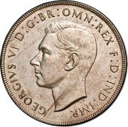 Australia One Crown Coronation of King George VI 1938 KM# 34 GEORGIVS VI D:G:BR:OMN:REX F:D:IND:IMP. HP coin obverse Australia One Crown Coronation of King George VI 1938 KM# 34 GEORGIVS VI D:G:BR:OMN:REX F:D:IND:IMP. HP coin obverse