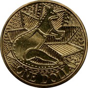 Australia One Dollar Aboriginal Kangaroo Design 1988 KM# 100 ONE DOLLAR coin reverse Australia One Dollar Aboriginal Kangaroo Design 1988 KM# 100 ONE DOLLAR coin reverse