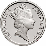 Australia One Dollar (Aboriginal Kangaroo Design) KM# 100a ELIZABETH II AUSTRALIA 1990 RDM coin obverse Australia One Dollar (Aboriginal Kangaroo Design) KM# 100a ELIZABETH II AUSTRALIA 1990 RDM coin obverse