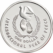 Australia One Dollar International Year of Peace 1990 KM# 87a INTERNATIONAL YEAR OF PEACE ONE DOLLAR coin reverse Australia One Dollar International Year of Peace 1990 KM# 87a INTERNATIONAL YEAR OF PEACE ONE DOLLAR coin reverse