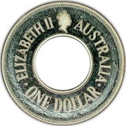 Australia One Dollar The Holey Dollar 1990 KM# 154 ELIZABETH II AUSTRALIA ONE DOLLAR coin obverse Australia One Dollar The Holey Dollar 1990 KM# 154 ELIZABETH II AUSTRALIA ONE DOLLAR coin obverse