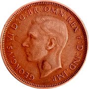 Australia One Half Penny George VI 1939 KM# 35 GEORGIVS VI D:G:BR:OMN:REX F:D:IND:IMP. coin obverse Australia One Half Penny George VI 1939 KM# 35 GEORGIVS VI D:G:BR:OMN:REX F:D:IND:IMP. coin obverse