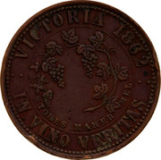 Australia One Penny 1862 KM# Tn266.2 Private Token issues VICTORIA. 1862 IN VINO VERITAS STOKES MAKER MEL. coin reverse Australia One Penny 1862 KM# Tn266.2 Private Token issues VICTORIA. 1862 IN VINO VERITAS STOKES MAKER MEL. coin reverse