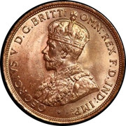 Australia One Penny George V 1911(L) Proof KM# 23 GEORGIVS V D.G. BRITT: OMN: REX F.D: IND: IMP coin obverse Australia One Penny George V 1911(L) Proof KM# 23 GEORGIVS V D.G. BRITT: OMN: REX F.D: IND: IMP coin obverse