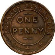 Australia One Penny ND KM# Tn284 Unnamed Token Issues ADVANCE AUSTRALIA ONE PENNY coin obverse Australia One Penny ND KM# Tn284 Unnamed Token Issues ADVANCE AUSTRALIA ONE PENNY coin obverse