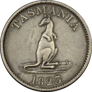 Australia One Shilling 1823 KM# Tn154 Private Token issues TASMANIA 1823 coin obverse Australia One Shilling 1823 KM# Tn154 Private Token issues TASMANIA 1823 coin obverse