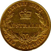 Australia One Sovereign Victoria 1856 KM# 2 SYDNEY MINT AUSTRALIA ONE SOVEREIGN coin reverse Australia One Sovereign Victoria 1856 KM# 2 SYDNEY MINT AUSTRALIA ONE SOVEREIGN coin reverse