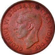 Australia Penny Kangaroo 1951 (p) KM# 43 GEORGIVS VI D:G:BR: OMN: REX FIDEI DEF. coin obverse Australia Penny Kangaroo 1951 (p) KM# 43 GEORGIVS VI D:G:BR: OMN: REX FIDEI DEF. coin obverse