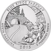 USA Quarter Dollar Blue Ridge Parkway 2015 P Vapor blast finish KM# 632 BLUE RIDGE PARKWAY NORTH CAROLINA 2015 E PLURIBUS UNUM coin reverse