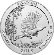 USA Quarter Dollar Kisatchie National Forest 2015 P Vapor blast finish KM# 631 KISATCHIE LOUISIANA 2015 E PLURIBUS UNUM coin reverse
