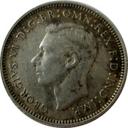 Australia Sixpence Coat of Arms 1938 KM# 38 GEORGIVS VI D:G:BR:OMN:REX F:D:IND:IMP. HP coin obverse Australia Sixpence Coat of Arms 1938 KM# 38 GEORGIVS VI D:G:BR:OMN:REX F:D:IND:IMP. HP coin obverse