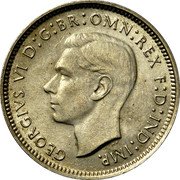 Australia Sixpence Coat of Arms 1946 KM# 38a GEORGIVS VI D:G:BR:OMN:REX F:D:IND:IMP. HP coin obverse Australia Sixpence Coat of Arms 1946 KM# 38a GEORGIVS VI D:G:BR:OMN:REX F:D:IND:IMP. HP coin obverse
