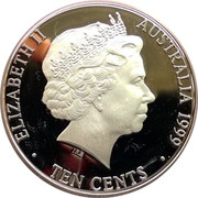 Australia Ten Cents Masterpieces in Silver 1999 KM# 482 ELIZABETH II AUSTRALIA 1999 TEN CENTS IRB coin obverse Australia Ten Cents Masterpieces in Silver 1999 KM# 482 ELIZABETH II AUSTRALIA 1999 TEN CENTS IRB coin obverse