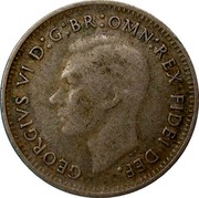 Australia Three Pence Wheat Fields of Gold 1949 KM# 44 GEORGIVS VI D:G:BR:OMN:REX FIDEI DEF. coin obverse Australia Three Pence Wheat Fields of Gold 1949 KM# 44 GEORGIVS VI D:G:BR:OMN:REX FIDEI DEF. coin obverse