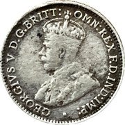 Australia Threepence Coat of Arms 1925 KM# 24 GEORGIVS V D.G.BRITT: OMN:REX F.D.IND:IMP: coin obverse Australia Threepence Coat of Arms 1925 KM# 24 GEORGIVS V D.G.BRITT: OMN:REX F.D.IND:IMP: coin obverse