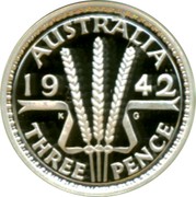 Australia Twenty Cents Masterpieces in Silver 1999 KM# 483 AUSTRALIA 19 42 THREE PENCE K G coin reverse Australia Twenty Cents Masterpieces in Silver 1999 KM# 483 AUSTRALIA 19 42 THREE PENCE K G coin reverse
