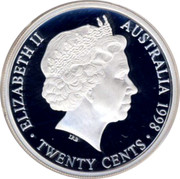 Australia Twenty Cents Parliament House 1998 KM# 410 ELIZABETH II AUSTRALIA 1998 TWENTY CENTS IRB coin obverse Australia Twenty Cents Parliament House 1998 KM# 410 ELIZABETH II AUSTRALIA 1998 TWENTY CENTS IRB coin obverse