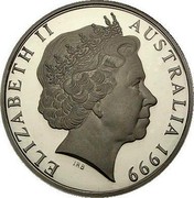 Australia Two Dollars Masterpieces in Silver. 1920 Sydney Sovereign 1999 KM# 486 ELIZABETH II AUSTRALIA 1999 IRB coin obverse Australia Two Dollars Masterpieces in Silver. 1920 Sydney Sovereign 1999 KM# 486 ELIZABETH II AUSTRALIA 1999 IRB coin obverse