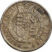 UK 1/2 Crown (George III 2nd Portrait Pattern) BRITANNIARUM REX FID DEF HONI SOIT QUI MAL Y PENSE coin reverse UK 1/2 Crown (George III 2nd Portrait Pattern) BRITANNIARUM REX FID DEF HONI SOIT QUI MAL Y PENSE coin reverse