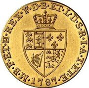 UK 1/2 Guinea (George III Pattern) M B F ET H REX F D B ET L D S R I A T ET E 1787 coin reverse UK 1/2 Guinea (George III Pattern) M B F ET H REX F D B ET L D S R I A T ET E 1787 coin reverse