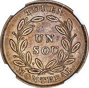 Canada 1/2 Penny (Commerce Token) TOKEN UN SOU MONTREAL coin reverse Canada 1/2 Penny (Commerce Token) TOKEN UN SOU MONTREAL coin reverse
